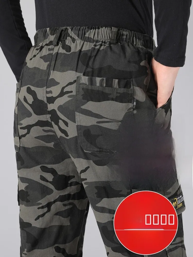 

Men's Camouflage Work Pants Pure Cotton Casual Loose Construction Wear Resistant Busin Casual Long Trousers Straight Leg
