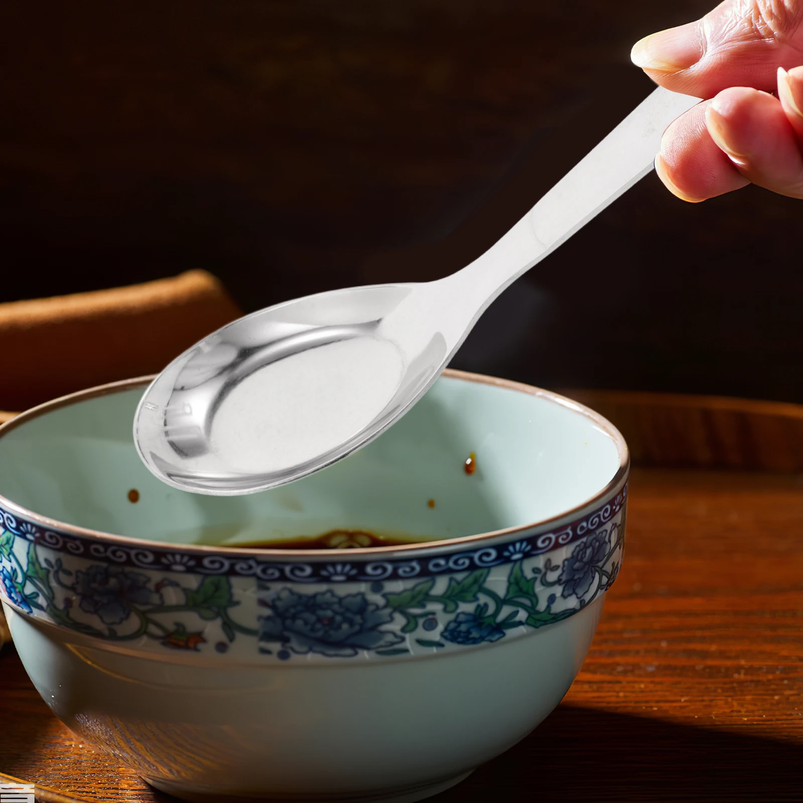 

Stainless Steel Spoon Chinese Metal Buffet Serving Utensils Appetizer Spoons Asian Soup Coffee Deep