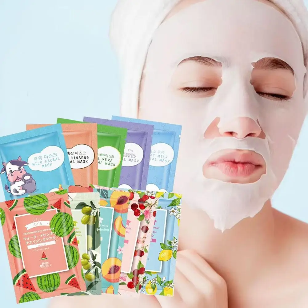 Mascarilla Facial de plantas naturales, hojas hidratantes con Control de aceite, melocotón coreano, leche de cabra Facial, cosméticos hidratantes, mascarilla Chery Oliv T4H0