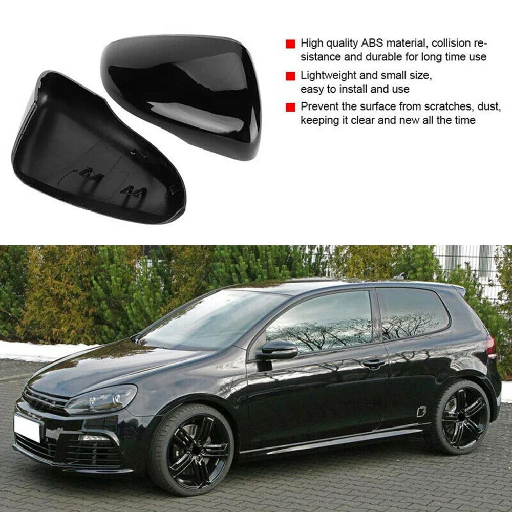 

2 шт., крышка зеркала заднего вида, отделка автомобиля, АБС-пластик, защитная наклейка 5K0857537, внешний вид для Golf 6 MK6 R VI 2009-2013