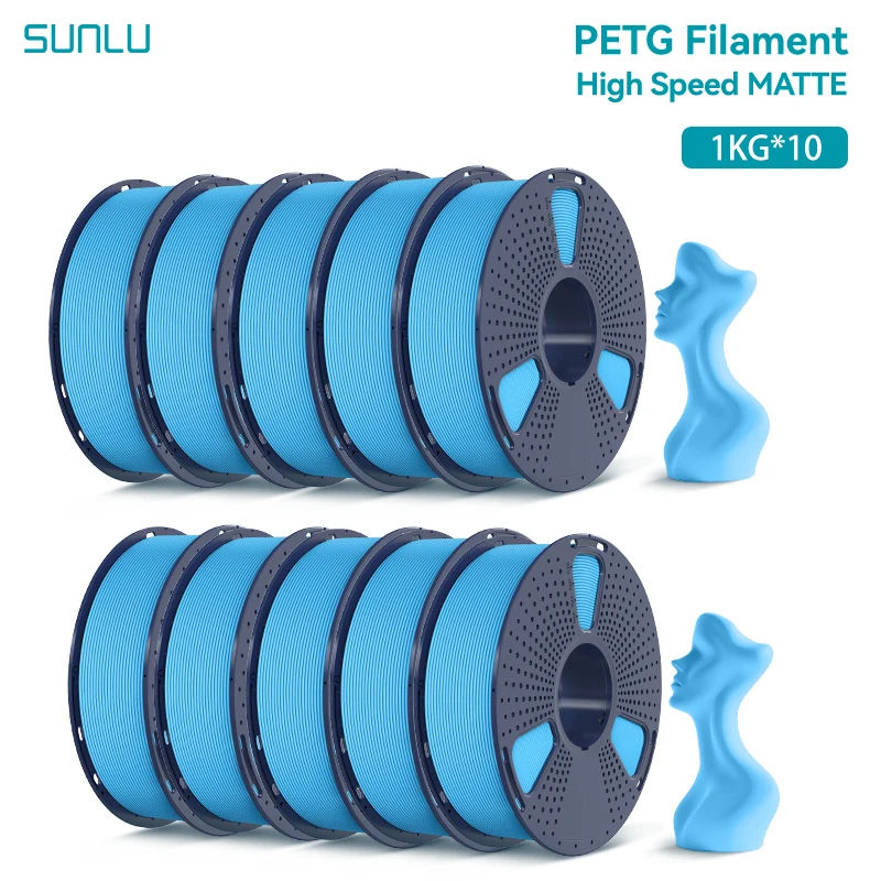 SUNLU 10 kg Hochgeschwindigkeits-Matt-PETG-Filament, 1,75 mm, 1 kg Spule (2,2 lbs), Hochgeschwindigkeits-Druckfilament, passend für die meisten FDM-Drucker