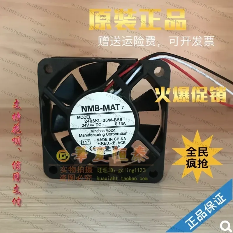 1PCS for Meibeya for NMB 2406KL-05W-B59 DC 24V 0.13A Original Cooling Fan 60x60x15mm 3-Wire with Alarm