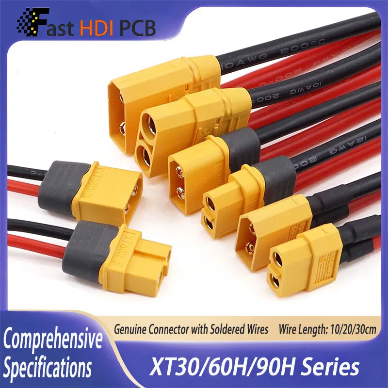

XT60H-F XT60H-M Connector Set with Pre-Soldered Wires Gold Plated Contacts RC Power Connector for Airplane Model