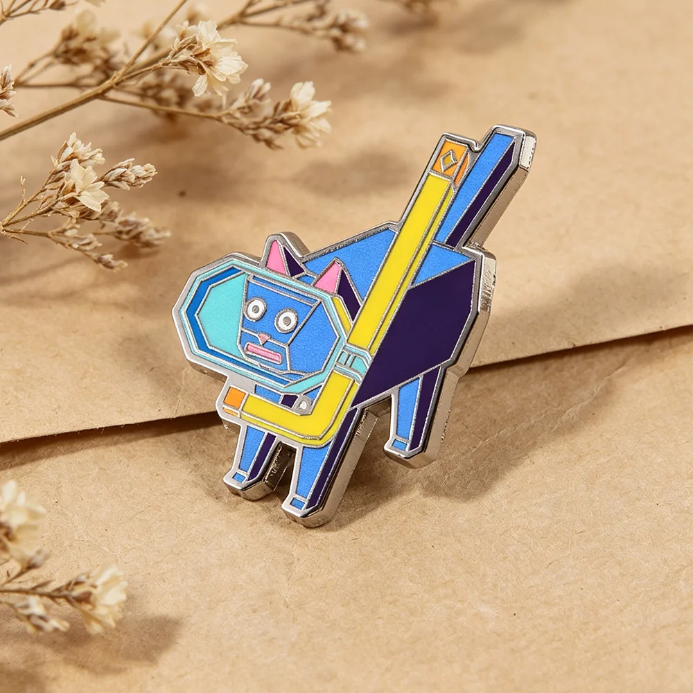 Broche en émail Lowpoly Scuba Cat, badge classique du jeu vidéo Katamari Damacy, accessoire pour sac à dos et vêtements, cadeau unique pour les joueurs