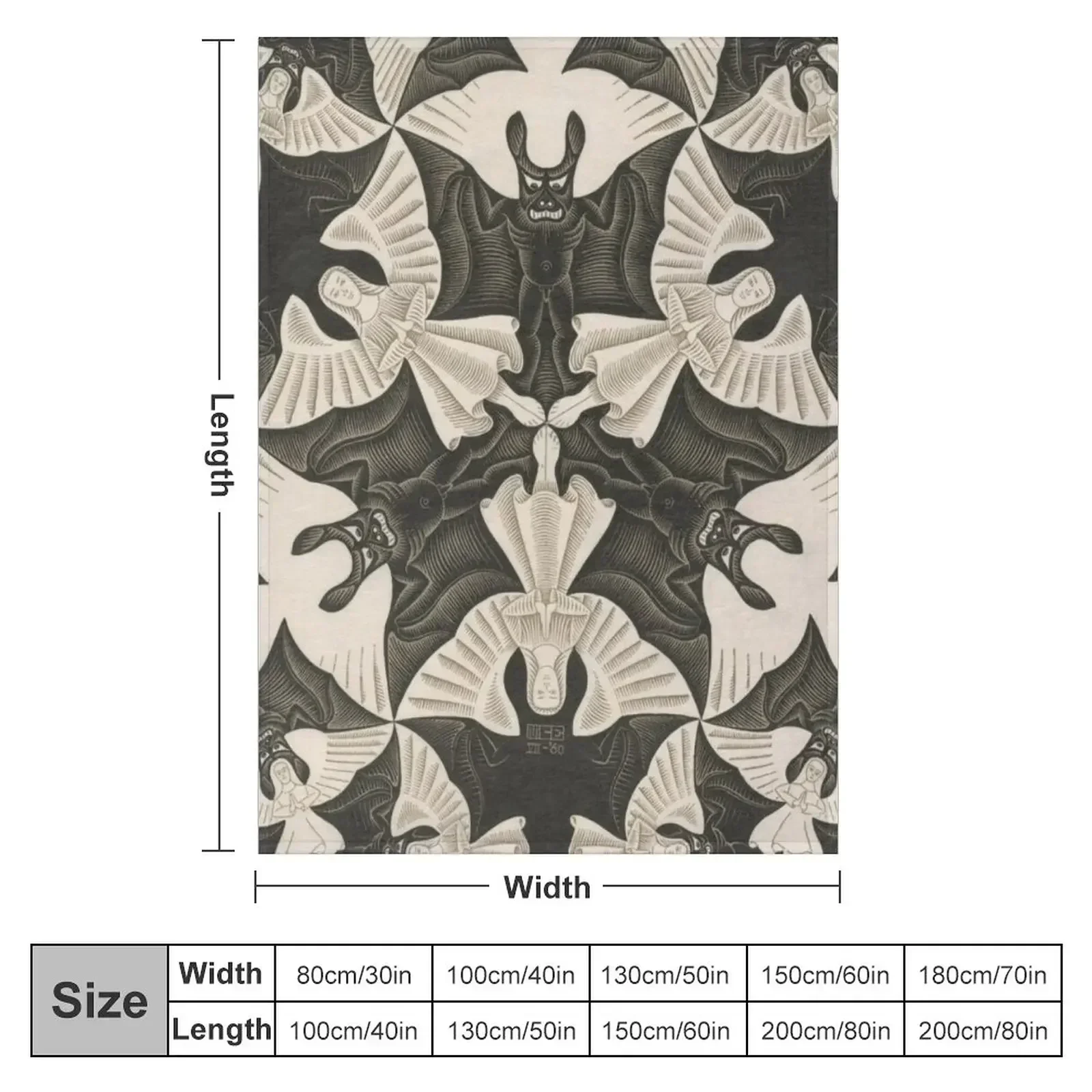 Escher - Circle limit IV (heaven and hell) Throw Blanket couch cozy soft plush fuzzy picnic outdoor blanket