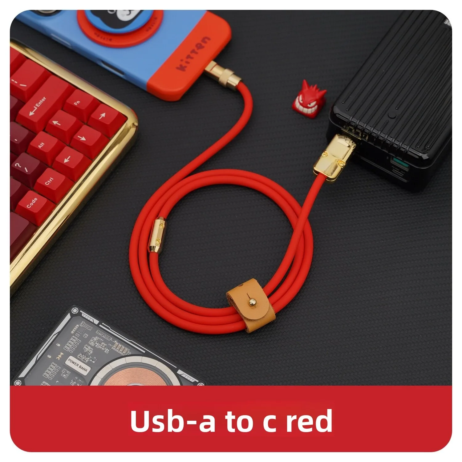 Handmade Ultra Soft Silicone USB A to Type C Cable Gold Plated Connector for Mechanical Keyboard Customized Data Sync Charging