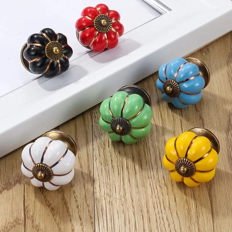 اليقطين السيراميك مقابض 40 مللي متر مقابض أدراج خزانة مقابض الأبواب ثقب واحد مقابض للخزانة مع مسامير مقابض لقطع الأثاث #3