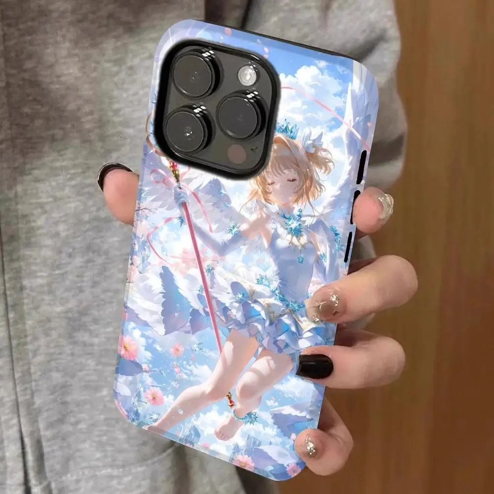 

sakura clear card Phone Case Double-layered 2-in-1 Film Case For IPhone 16 15 Promax 14 13 Pro 12 11 plus Samsung S Covers