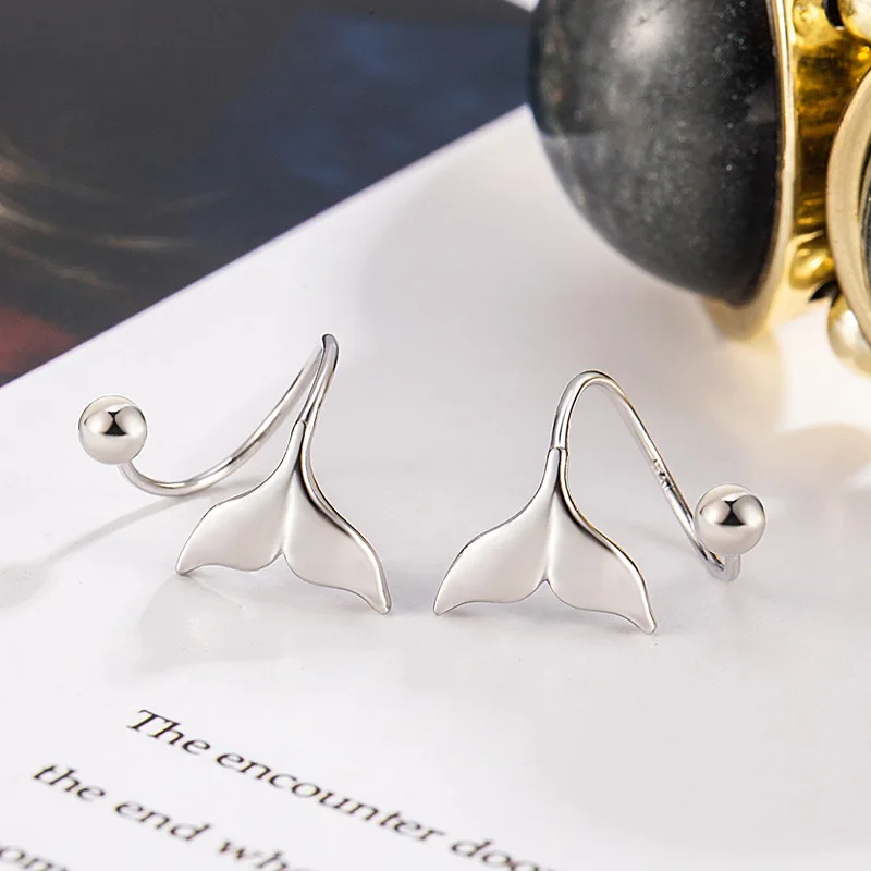 Fishtail S-shaped Screw Earrings Women\'s Korean Fashion Jewelry Minimalist Accessories