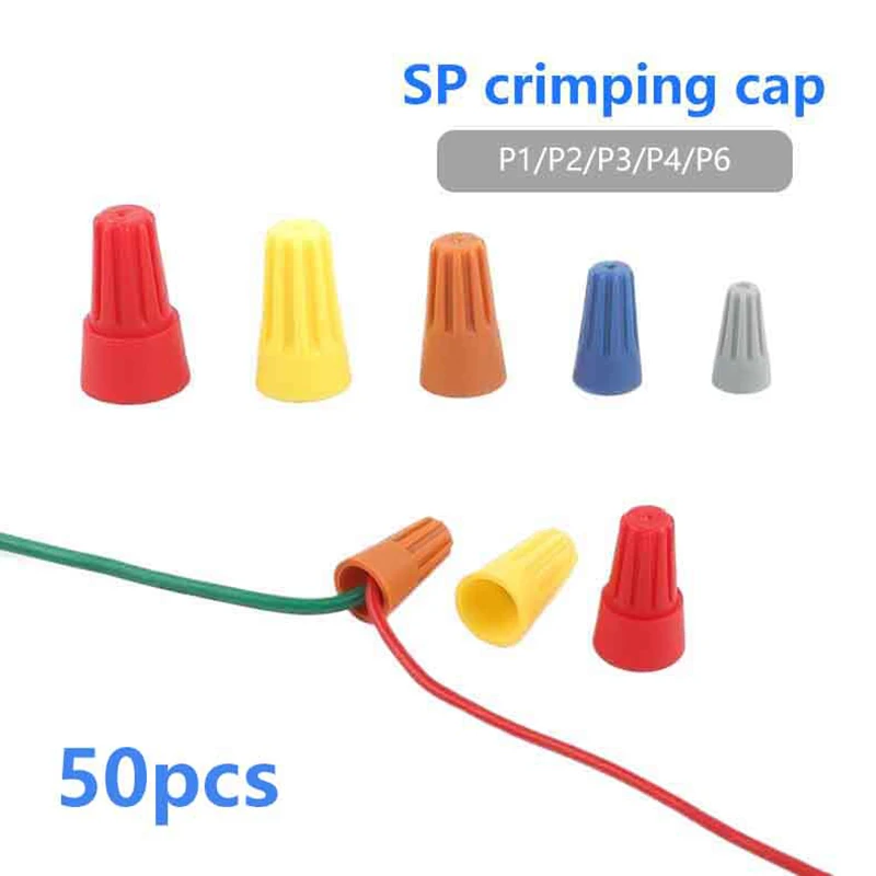 

50Pcs Fast Wire Connector P1 P2 P3 P4 P6 Electrical Insulated Twist Crimp Terminal Nut Spring End Cap Rotating Splicing