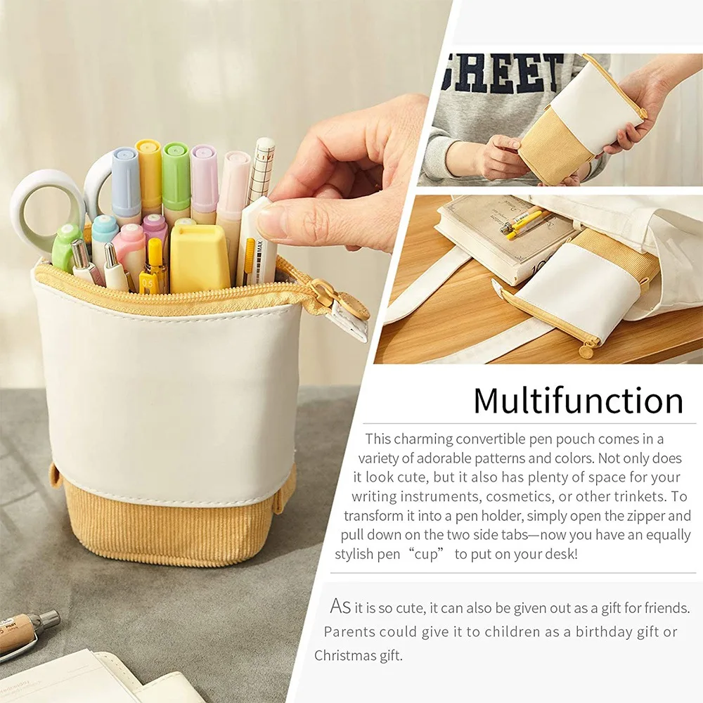 حقيبة أقلام رصاص قائمة أنجو للفتيات والنساء ، حقيبة أدوات مكتبية ، حقيبة قلم تلسكوبية ، منظم مكاتب المدارس والكليات ، الكبار ، الزنجبيل