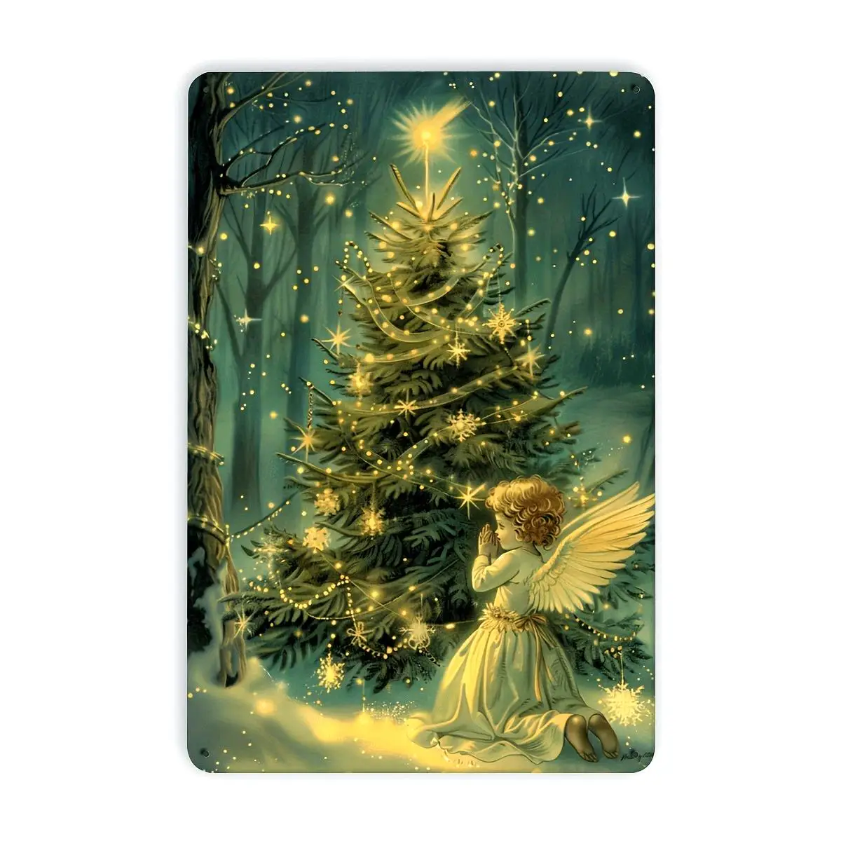 Christmas Tree Metal Tin Sign, Indoor Outdoor Decorative Hanging Tin Painting, Wall Room Residence Bedroom Restaurant Bar Cafe S