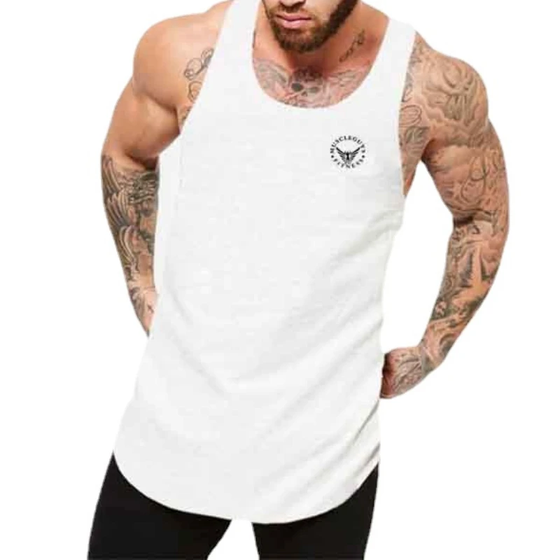 Cotton Material Summer Fitness Sports Vest Men\'s T-shirt Comfortable Bottoming Sweatshirt Workout Clothes