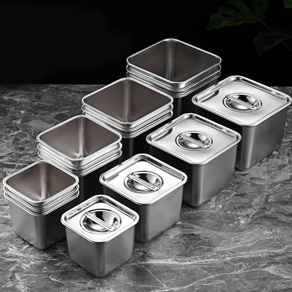 

Stainless Steel Seasoning Jar Metal Spice Holder Large Capacity Sugar Container Lid Kitchen Condiment Box Easy Clean