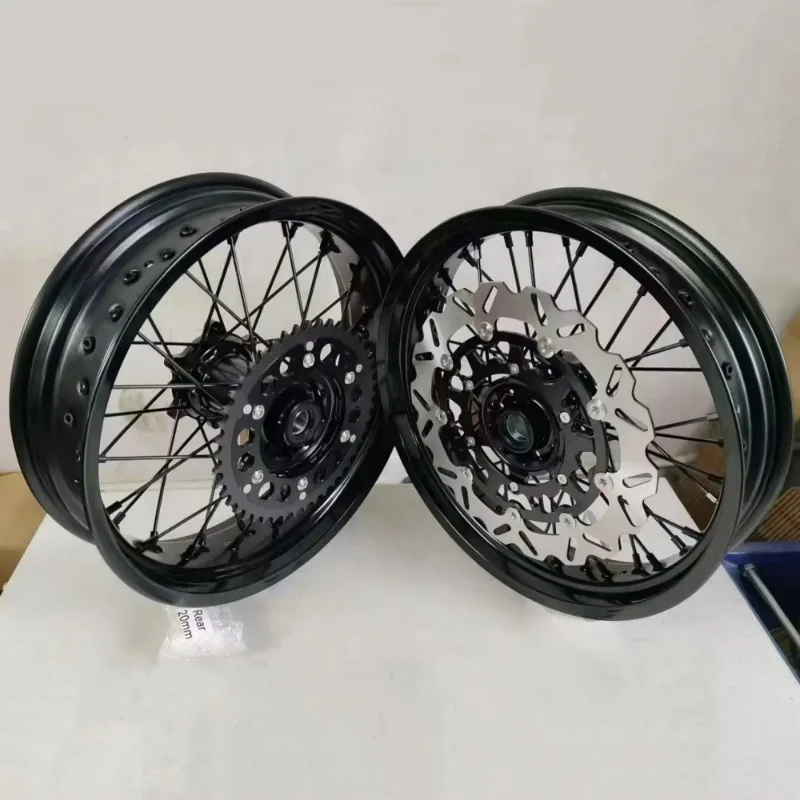 

2025 New Style High Performance 17 Inch Motorcycle Aluminum Alloy Black Rims Supermoto Wheel Sets