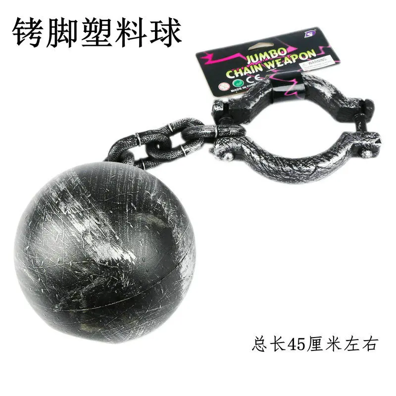 Plastic Handcuffs Props Theater Acting Props Prisoner Dress Up Props Handcuffs Shackles Iron Ball Shackles Children Gift