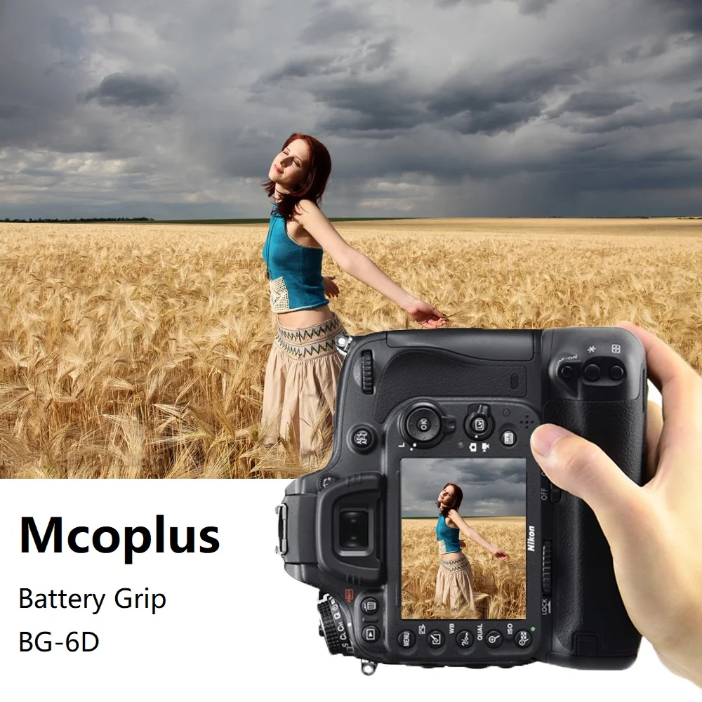 Mcoplus BG-6D Vertical Multi-Power Battery Grip Holder for Canon 6D SLR Camera as BG-E13 / Work with LP-E6 Battery view 2