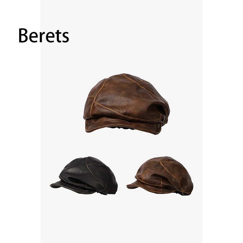 Gorra de vendedor de periódicos de cuero de alta calidad para hombre, boinas elegantes de estilo británico para mujer, gorra octogonal fácil de combinar para ocio, primavera y otoño