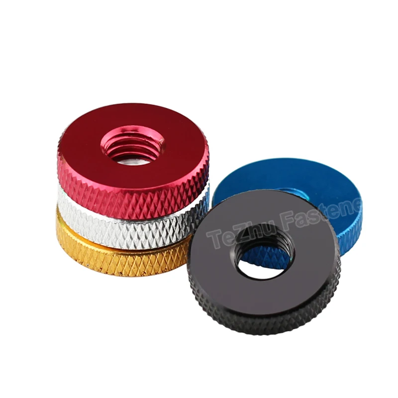 2pcs M3 M4 M5 M6 Aluminum Flat Small Thin Thumb Nuts Knurled Manual Hand Tighten Nut Screws Bolts Cap Cover Anodizing Fasteners image 2