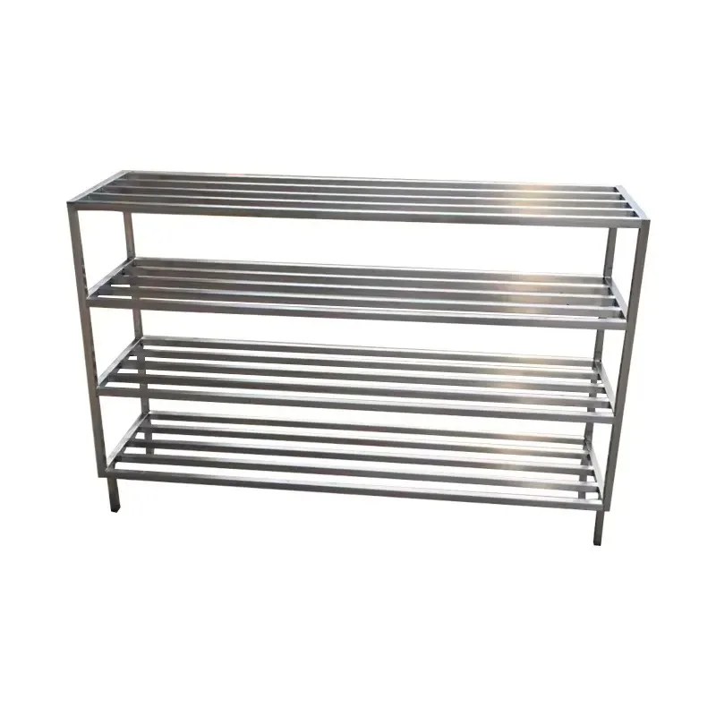 Silver Polished Stainless Steel Shelves Easy to Clean Corrosion Resistant Commercial Kitchen Storage Racks
