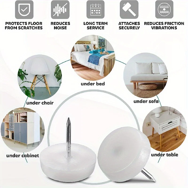 11pcs Furniture Sliders For Hardwood Floors, Chair Leg Floor Protectors Nail Furniture Slider Nylon Sliders For Moving