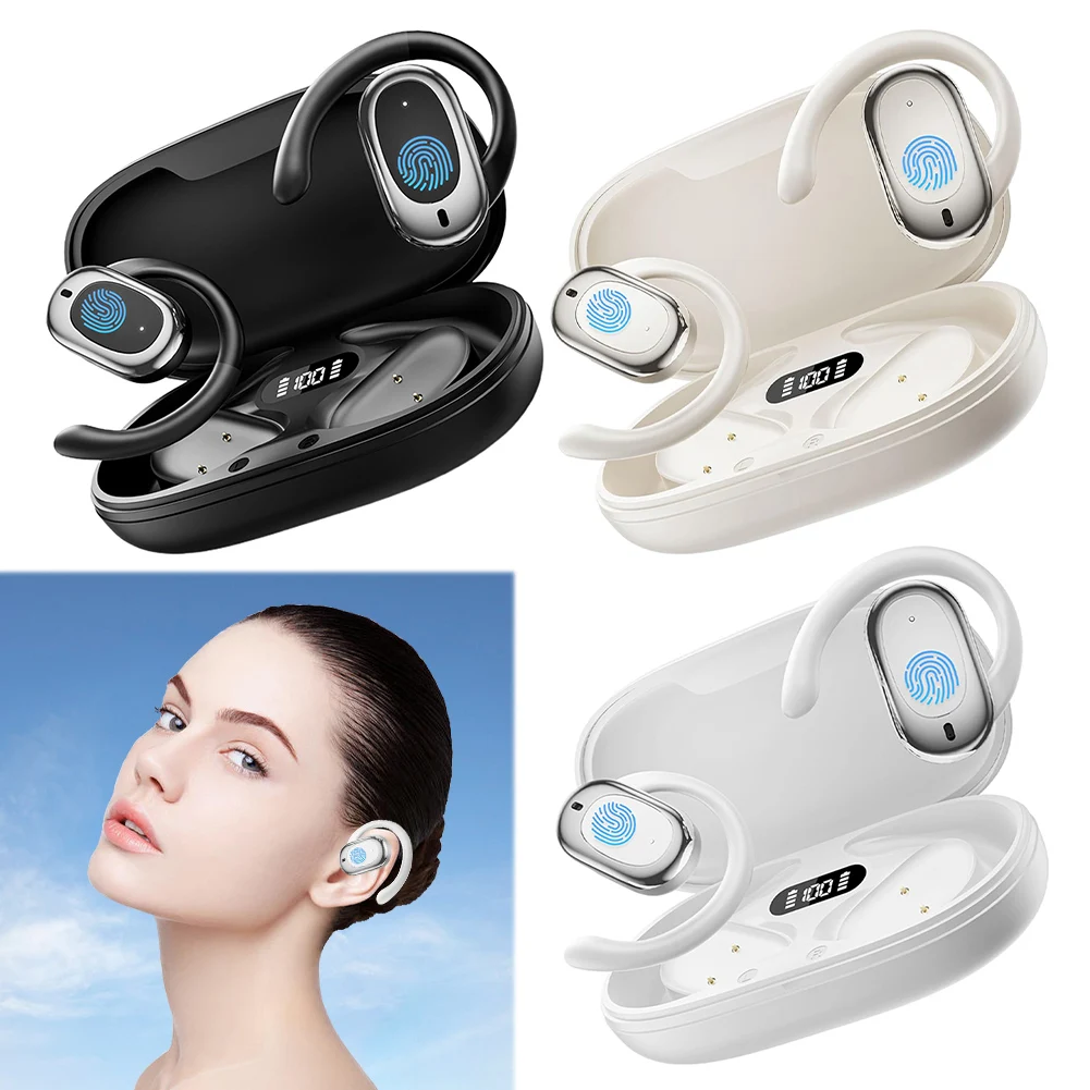 Auriculares con traductor TWS AI compatibles con Bluetooth, auriculares inalámbricos de oreja abierta en 144 idiomas con cancelación de ruido para profesionales