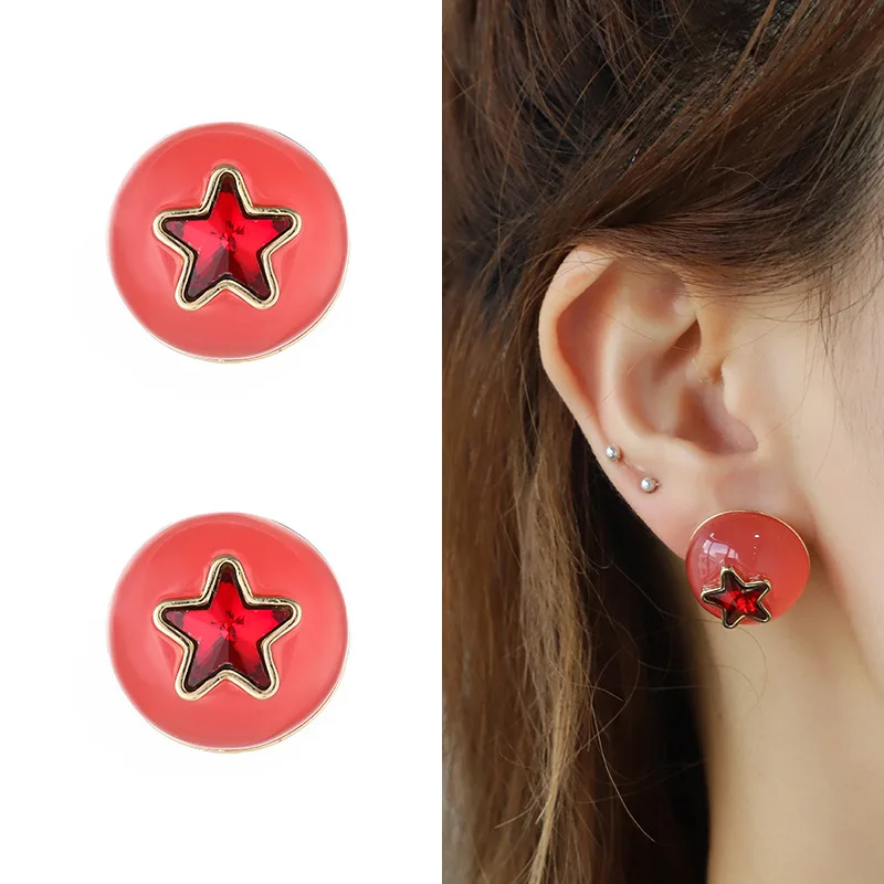 Kenjie, original summer new alloy resin five-pointed star point diamond color stud earrings, cross-border fashion earrings
