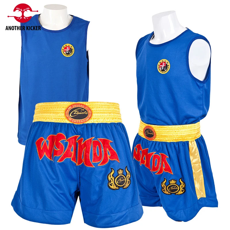 Bo Dragão Bordado Muay Thai Shorts, Colete sem mangas de alças, Terno de Treinamento Sanda Secagem Rápida, Camiseta MMA, Alta Desgaste