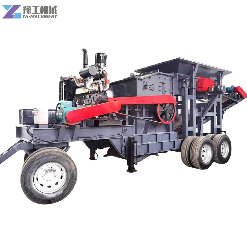 Rock Crushing Screening Machine Wheeled Mobile Impact Crusher Station Secondary Crushing for Waste Concrete Customized 5--40 Mm