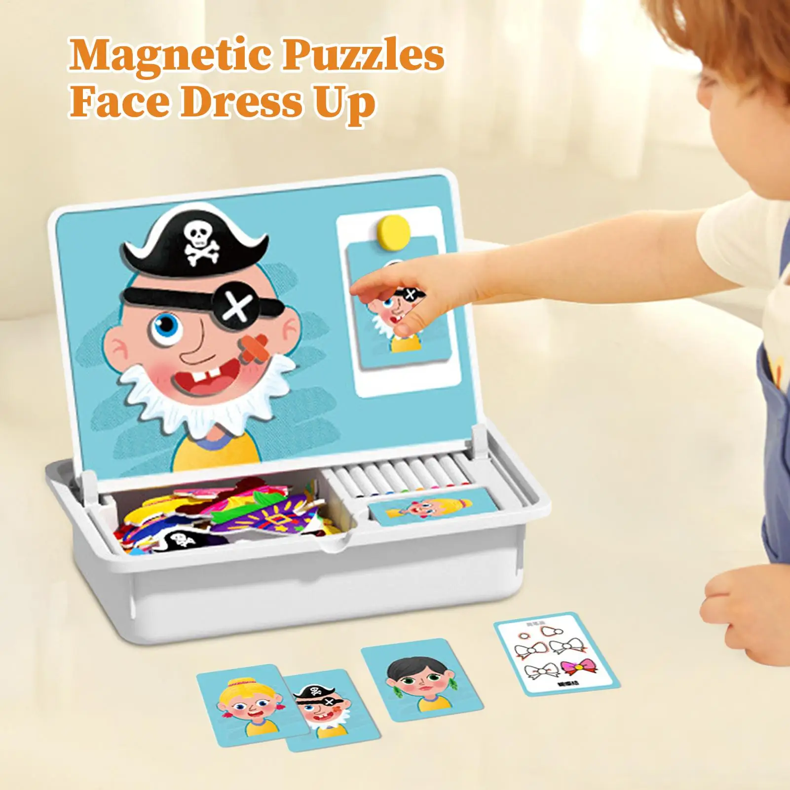 Magnetic 3D Puzzle Children Dress Up Change Facial Expression Game Iron Box Jigsaw Early Education Imagination Toys Girls Gifts