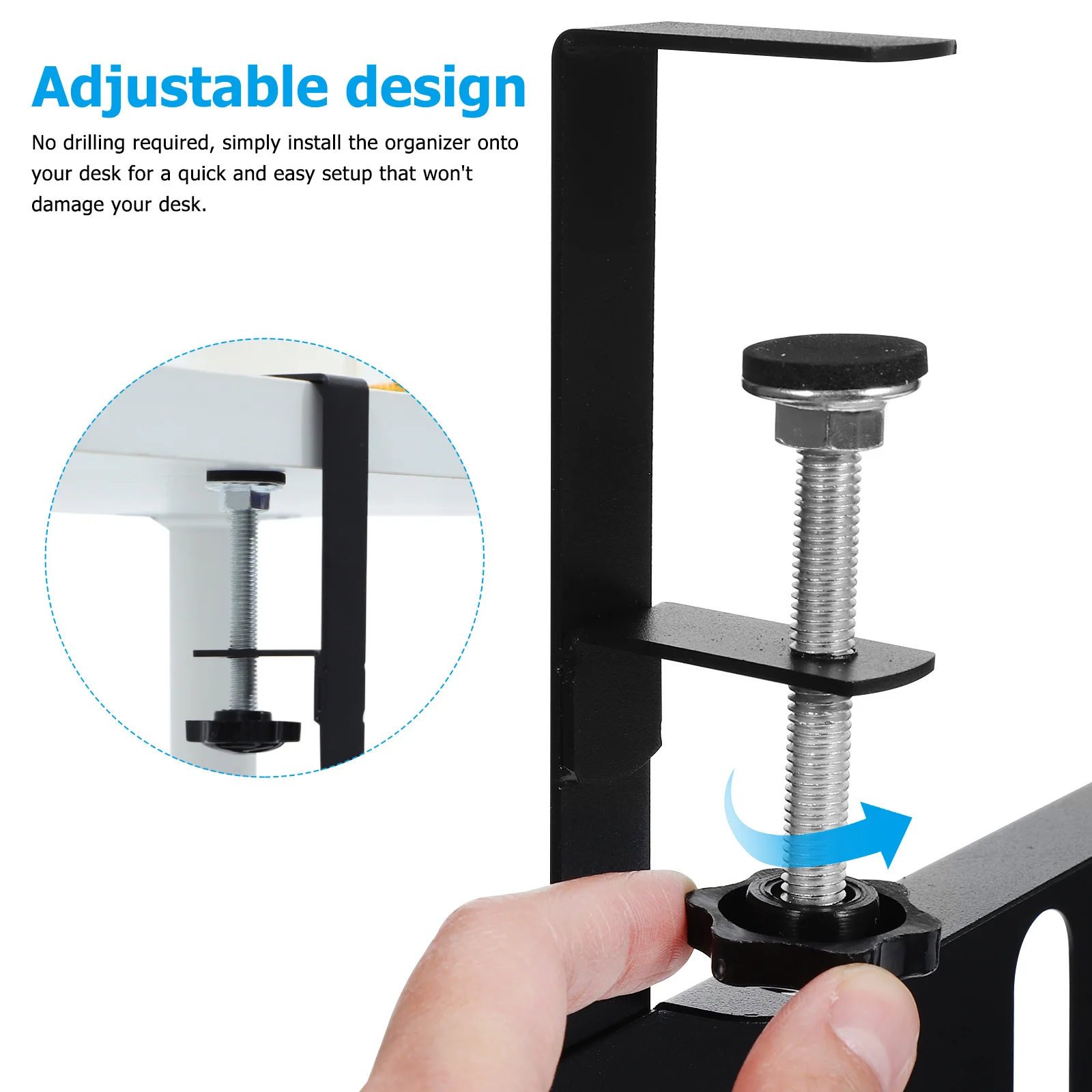 

Cable Management Tray Under Desk Organizer Iron Cord Holder for Computer Phone Tablet No Drill Installation Sturdy Load-Bearing