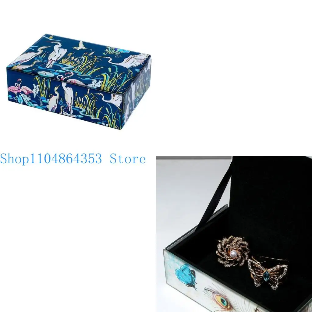 

652F Portable Glass Jewelry Box с несколькими отсеками для аксессуаров