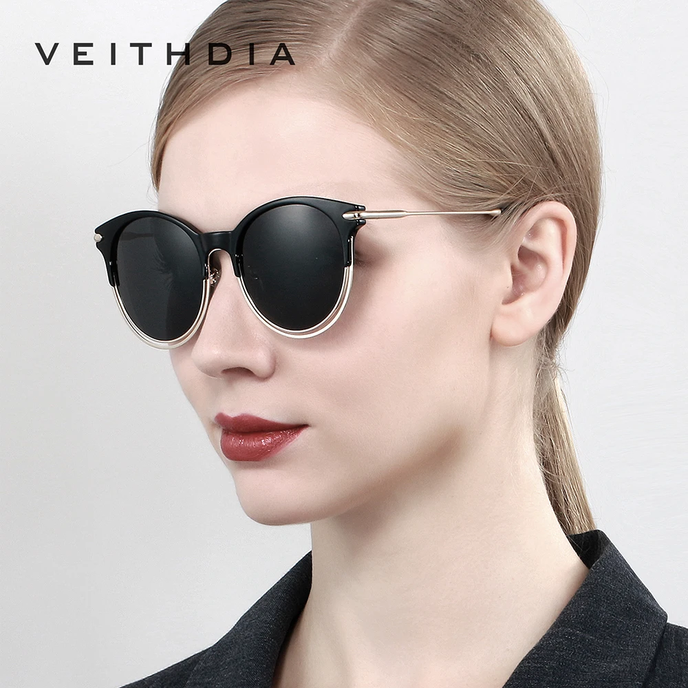 VEITHDIA Brand Alloy+TR90 Women\'s Polarized UV400 Lens Mirror Sun Glasses Eyewear Vintage Outdoor Sunglasses For Female V3029