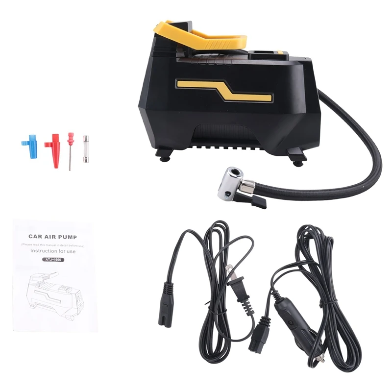 

Car AC/DC 12V Tire Inflator Portable Air Compressor Digital Air Pump with LED Light & Long Power Cords Home 110V US Plug