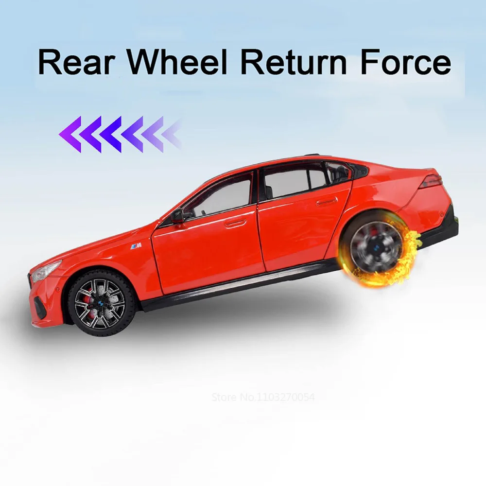 1:24 I5M60 X5 juguetes en miniatura de aleación, puertas de coche fundidas, rueda delantera abierta, dirección, sonido, luz, vehículo extraíble, regalo para chico