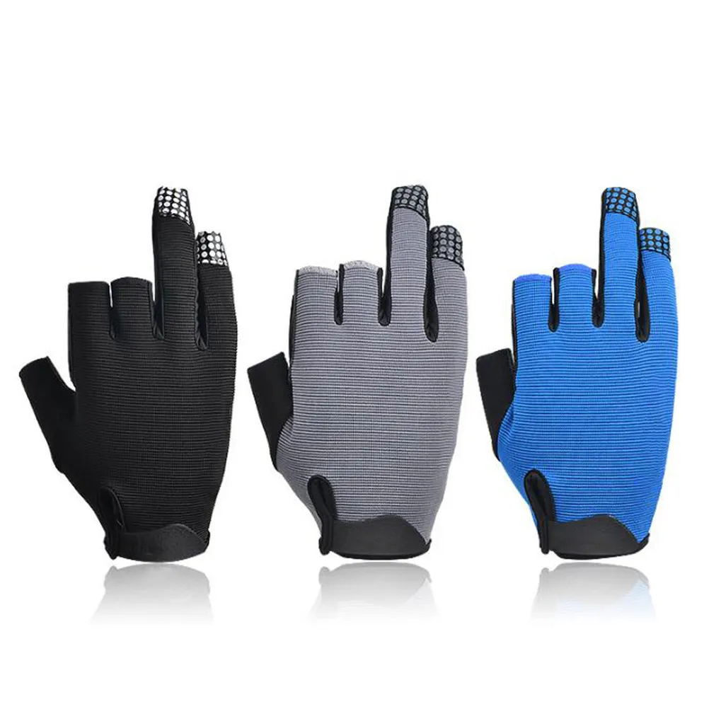 

1Pair Reflective Fishing Gloves Professional Anti Skid Outdoor for Sailing Kayaking Size L Grey