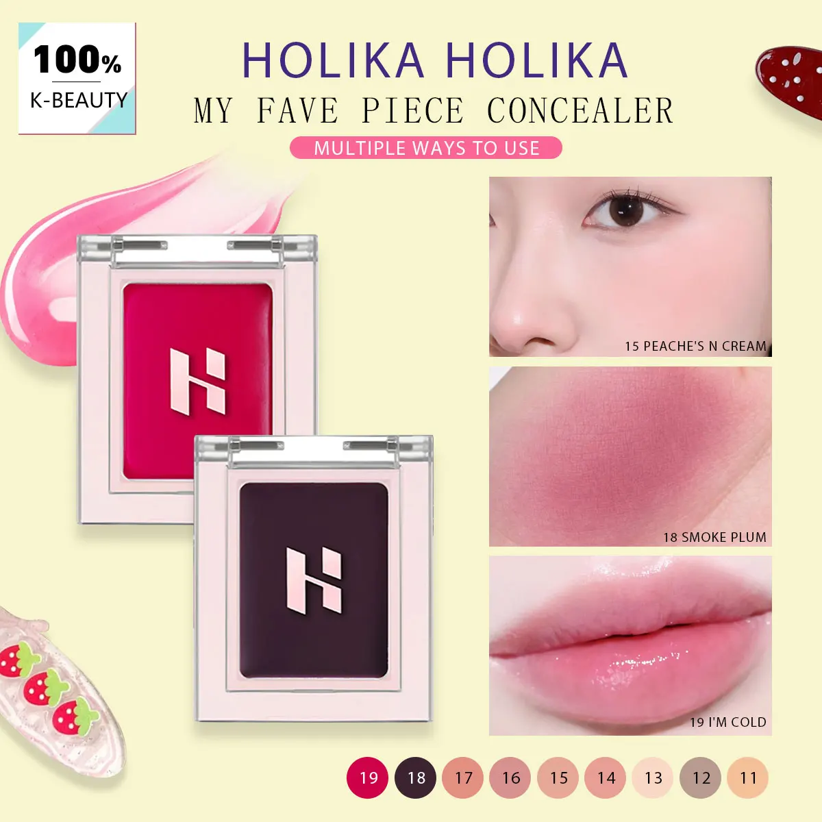 HOLIKA HOLIKA MY FAVE PIECE CONCEALER(11-19),Lightweight Texture&Evens Skin Tone,Natural Skin Look,K-Beauty,Korean Makeup