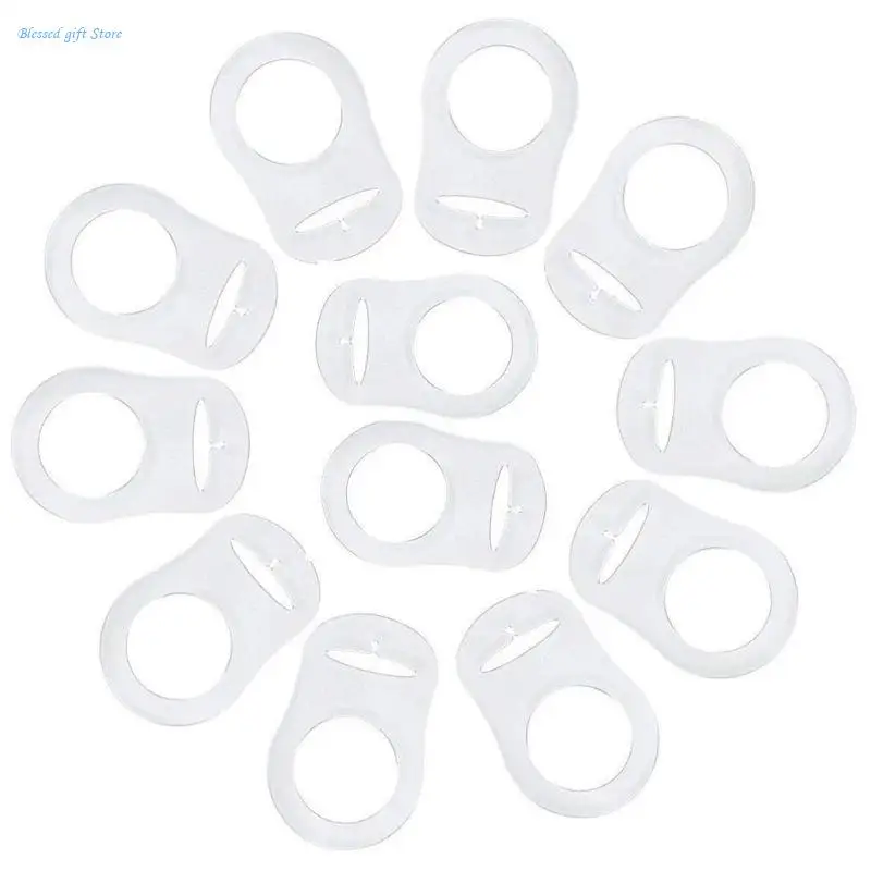 12pcs Clear Silicone O Rings DIY Baby Napkin Pacifier Clips Adapter Holder