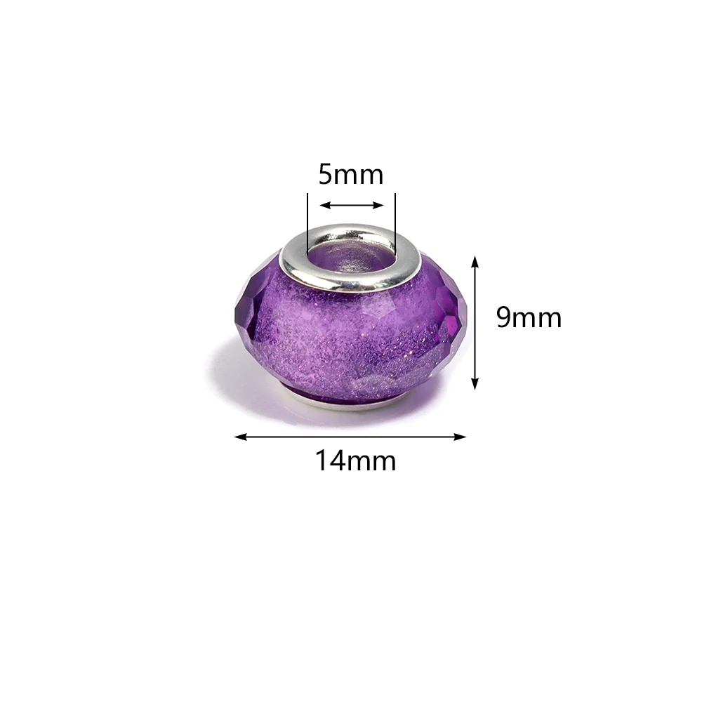 20pcs/lot 14mm Faceted Resin Beads Round Big Hole Spacer Beads For Jewelry Making DIY Bracelet Necklace Loose Beads Accessories