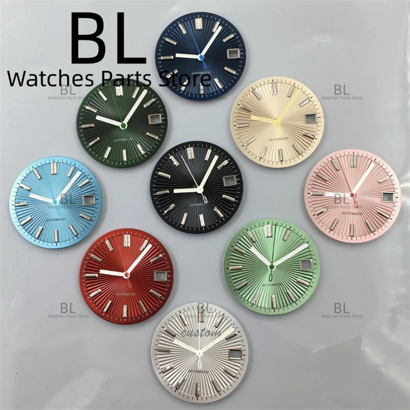 BLIGER 29MM Stripes Texture NH35 Watch Dial Radial Cocktail Pattern Dial BGW9 Luminous Hands Set Fit NH35 36 Movement Watchpart