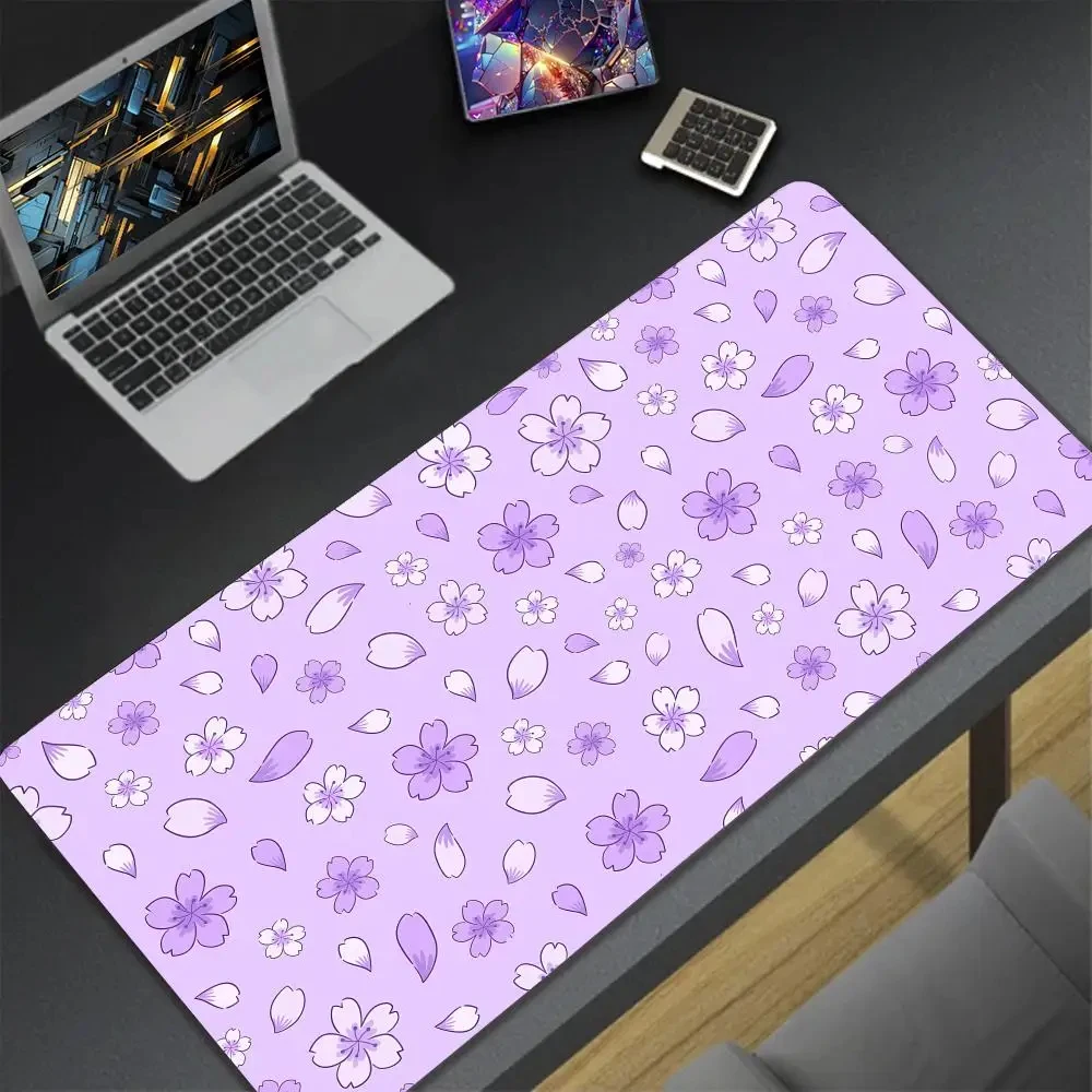 

Pink cherry blossom quick lock edge large natural rubber non-slip mouse pad Xxl 900x400 game table mouse pad keyboard pad ladies