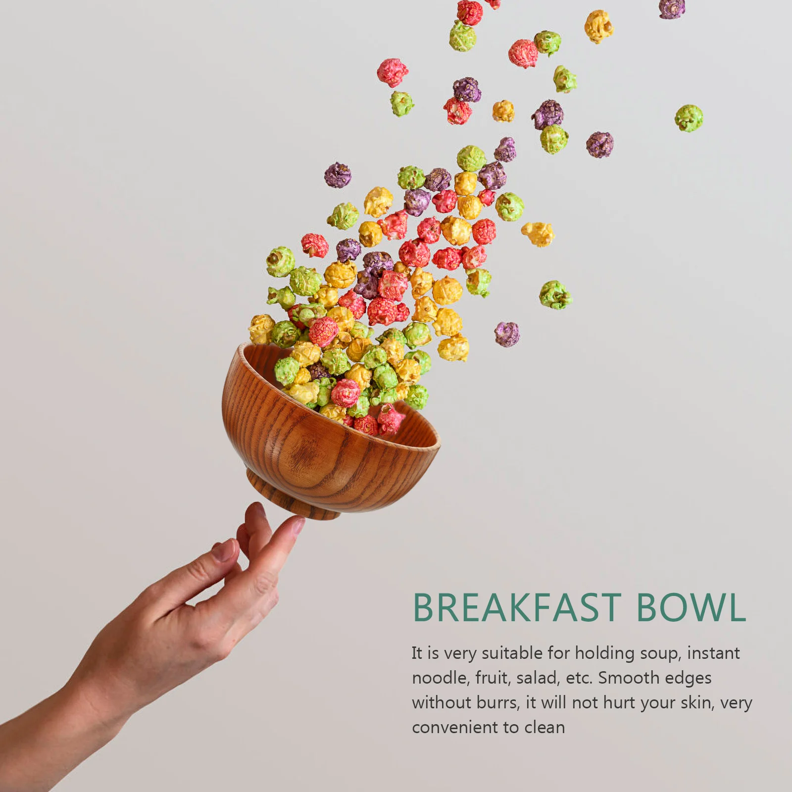 

Деревянная деревянная миска премиум-класса для супа, лапши, салата, фруктов, многоразовая миска для завтрака, ужина, десерта, гладкие края