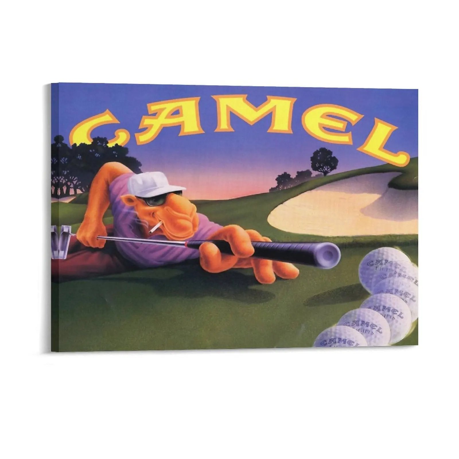 

Vintage Joe Camel Roulette Ad Canvas Painting Party Club Classic Pub Wall Cave Character Joe Camel Framed Wall Painting