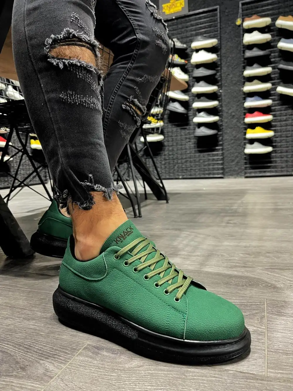 Knack high sole casual shoes 045 green (black base)