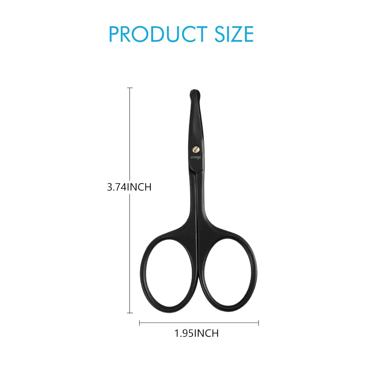 3.75 Small Safety Facial Nose Hair Scissors, Curved Blade with Rounded Tip Stainless Steel for Manicure Cuticle, Eyebrow, Dry S