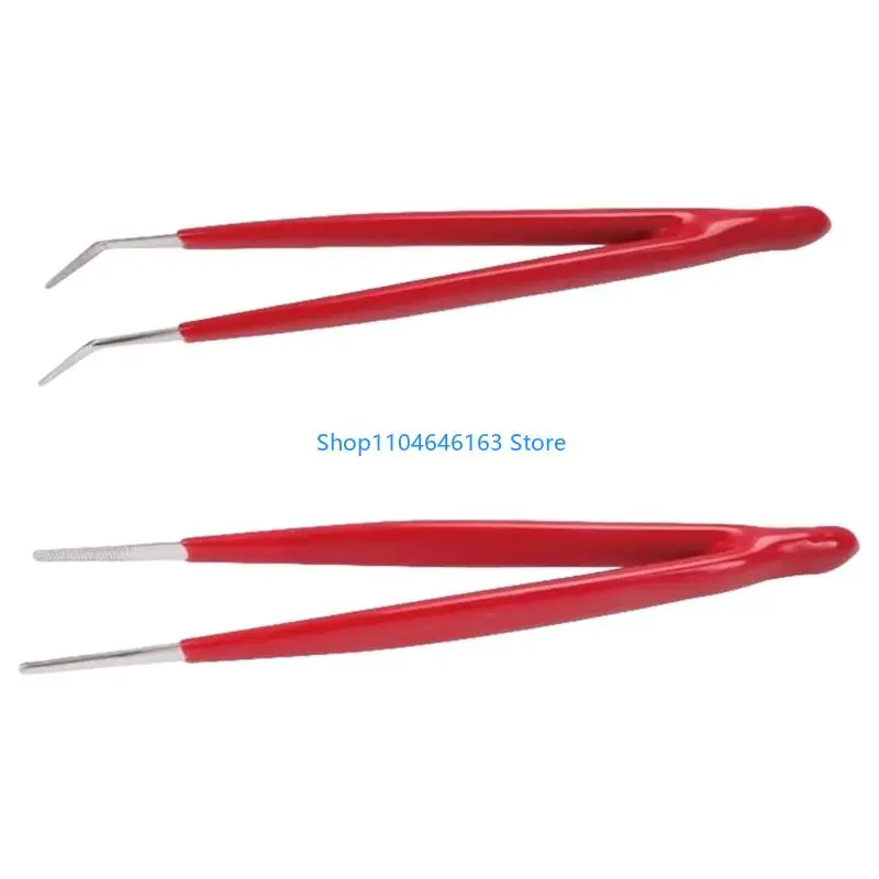 

Nonslip Serrated Tip Tweezers Ergonomic Handle Static Proof Workshop Tweezers for Accuracy Tasks and Crafts