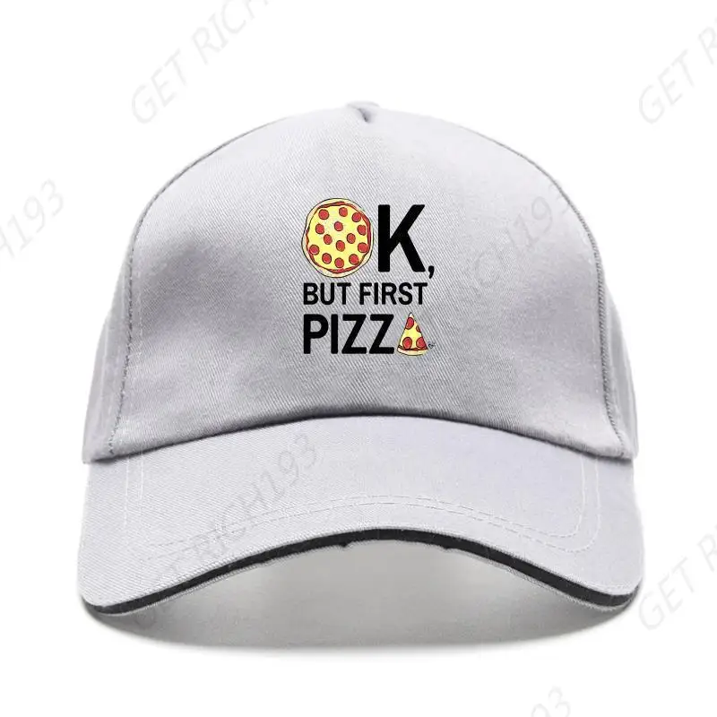 Male Best Selling Ok, But First Pizza. All I Can Think About Funny Joke Men Bill Hat Bill Hats Baseball Caps