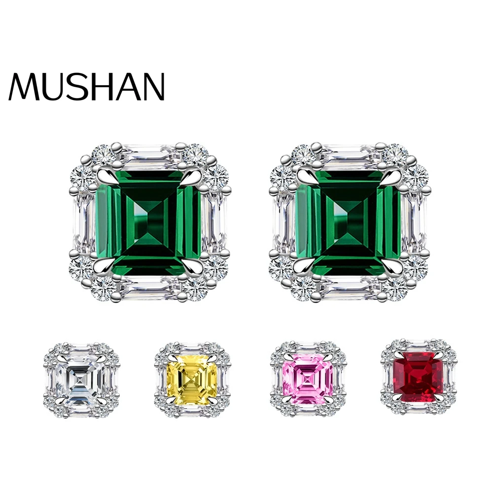 

MUSHAN Brand Jewelry 2023 New 6*6mm Asche Square Sugar Stud Earrings For Women S925 Pure Silver Ear Jewelry Fashionable