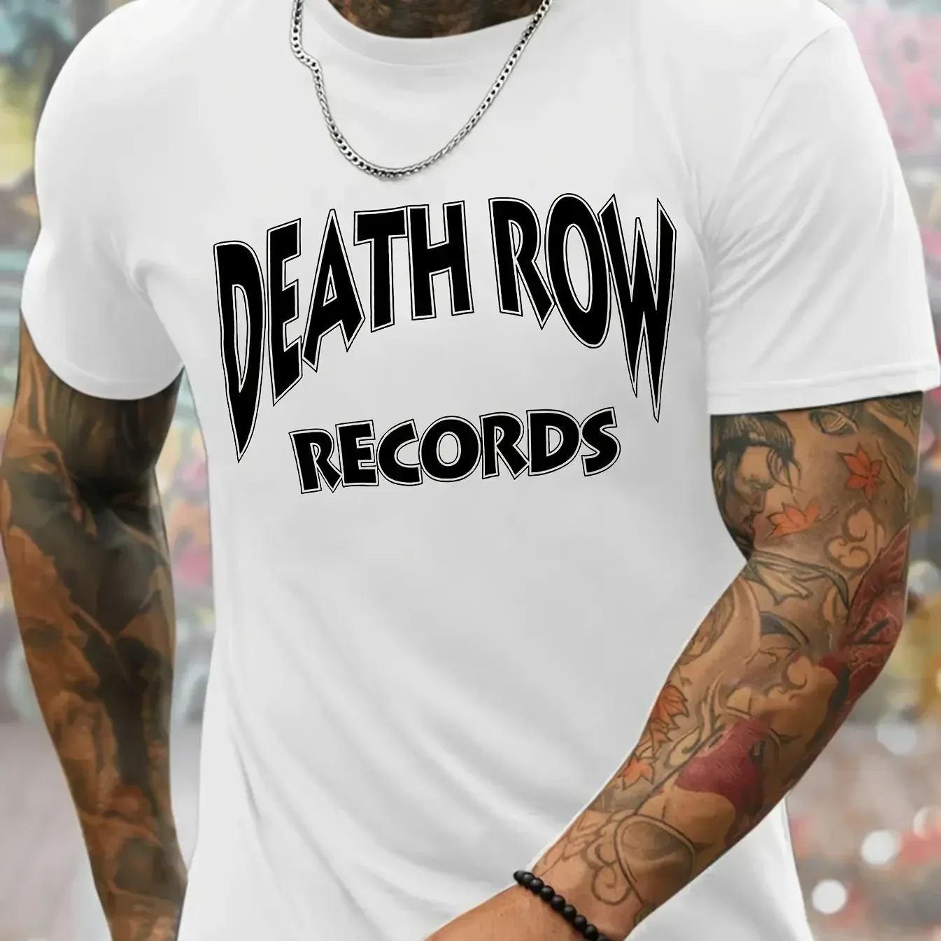 Suitable for death row records printed casual street wear fashionable men and women universal round neck short-sleeved T-shirt