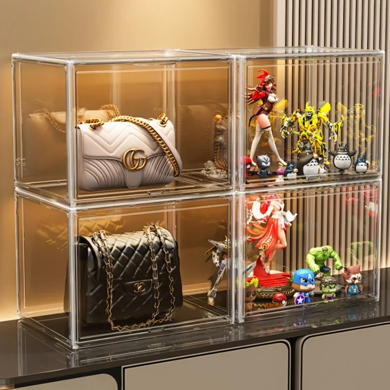 Transparent PET Storage Box Big Handbag Dust-Proof Display Box Fingures Display Rack Living Room Decoration Helmet Closet Rack